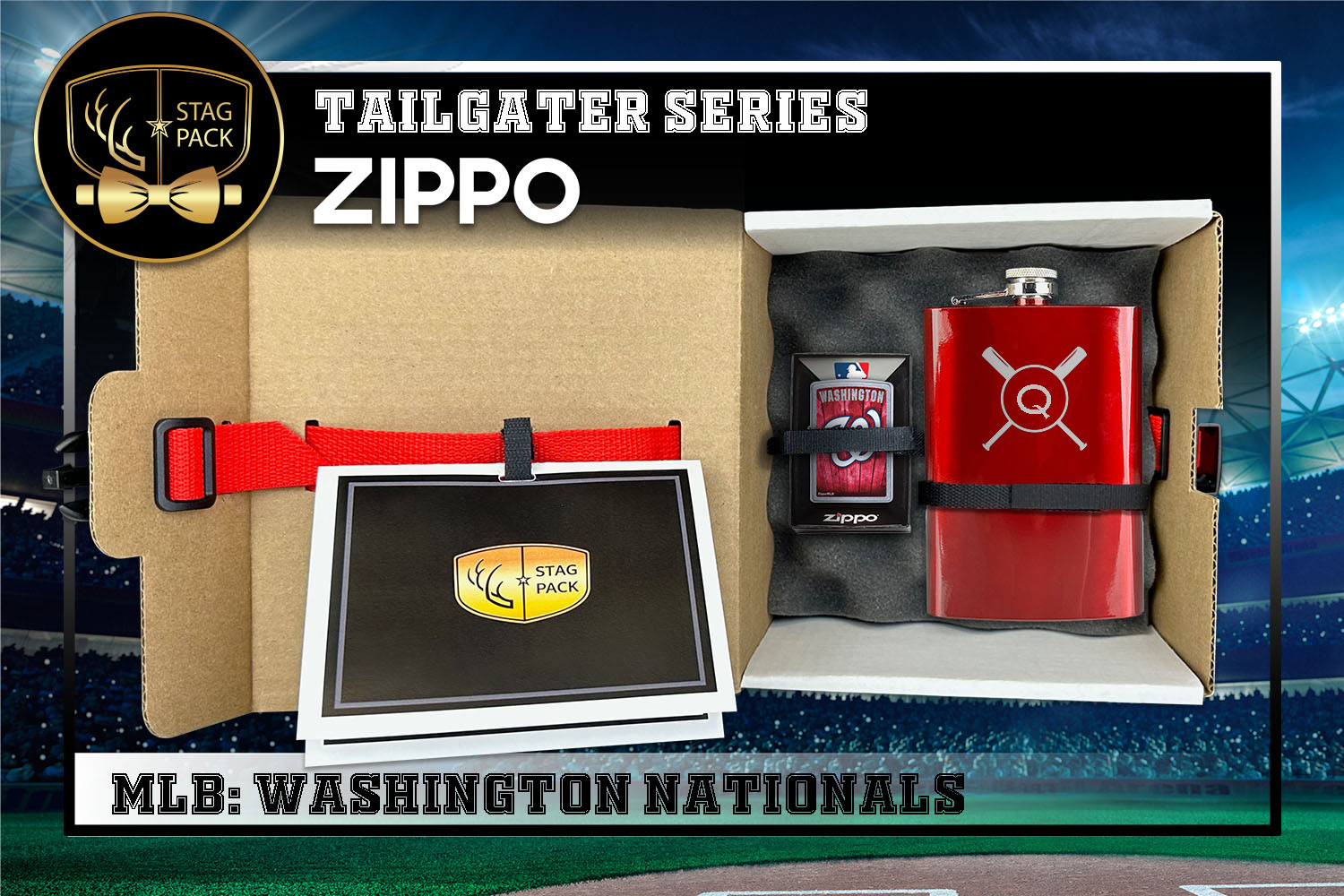 Custom Engraved Groomsmen Gift with Flask & Zippo packaged in a Personalized Gift Box with Message Card.