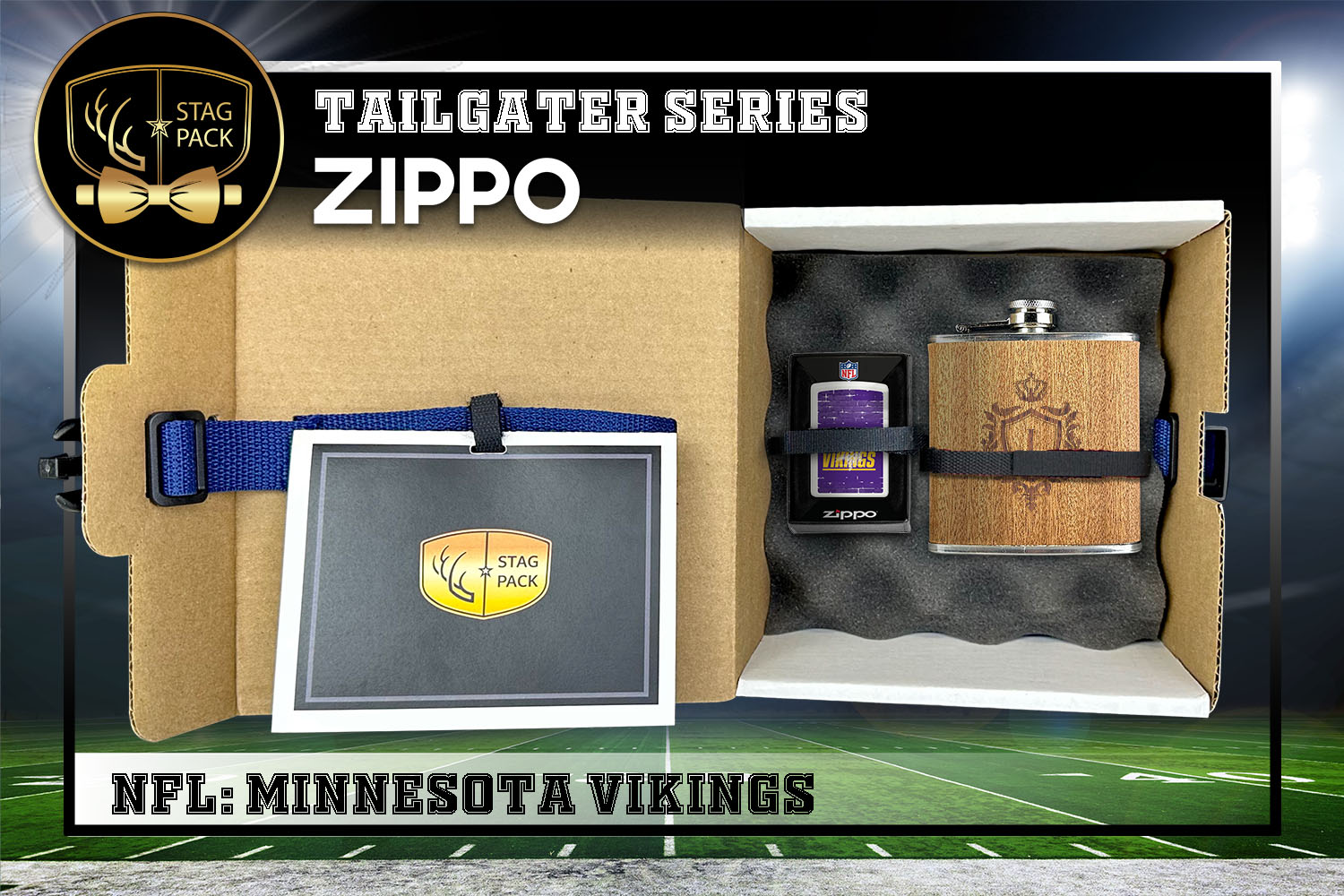 Custom Engraved Groomsmen Gift with Flask & Zippo packaged in a Personalized Gift Box with Message Card.