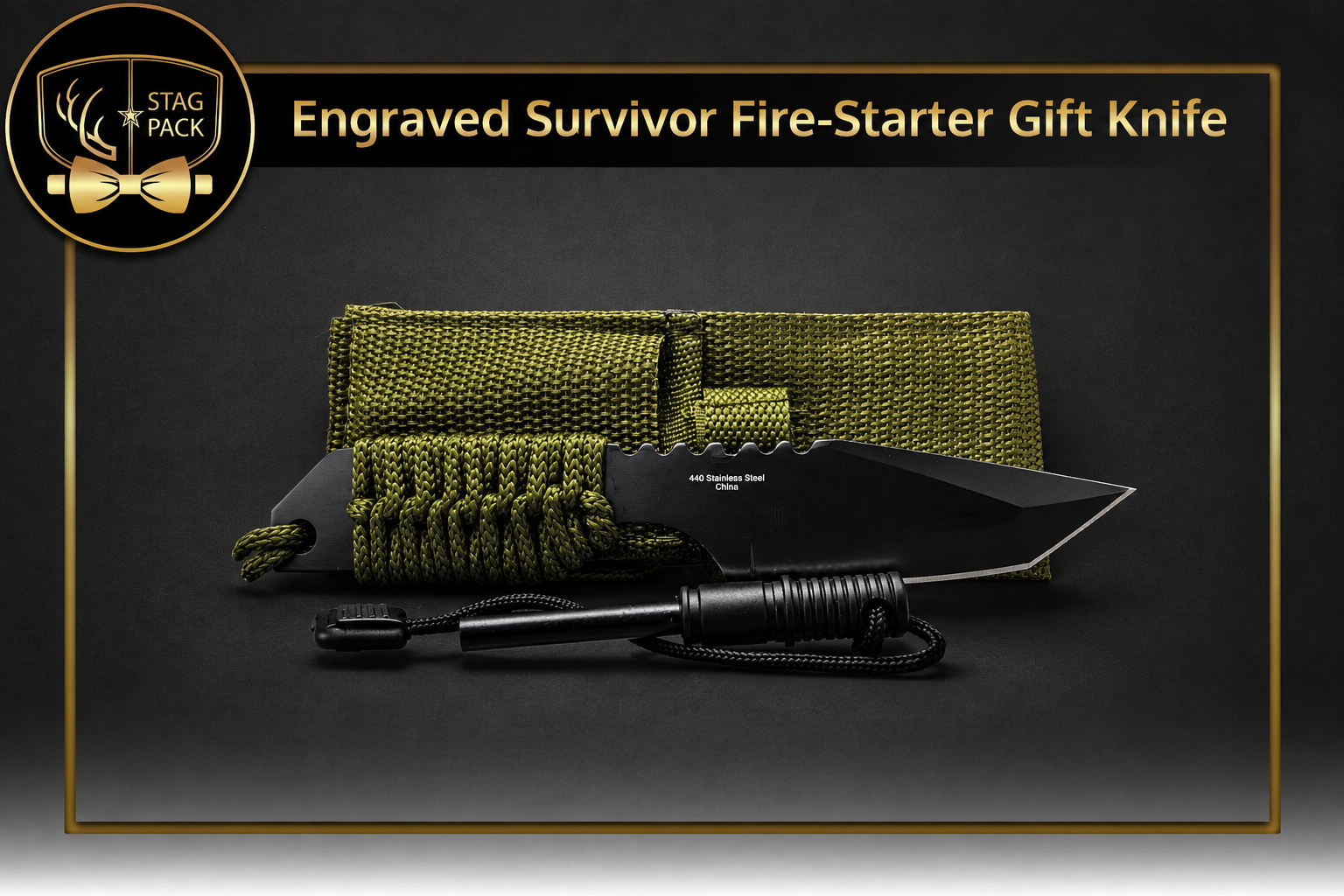 Custom Engraved Survivor Fire-Starter Knife