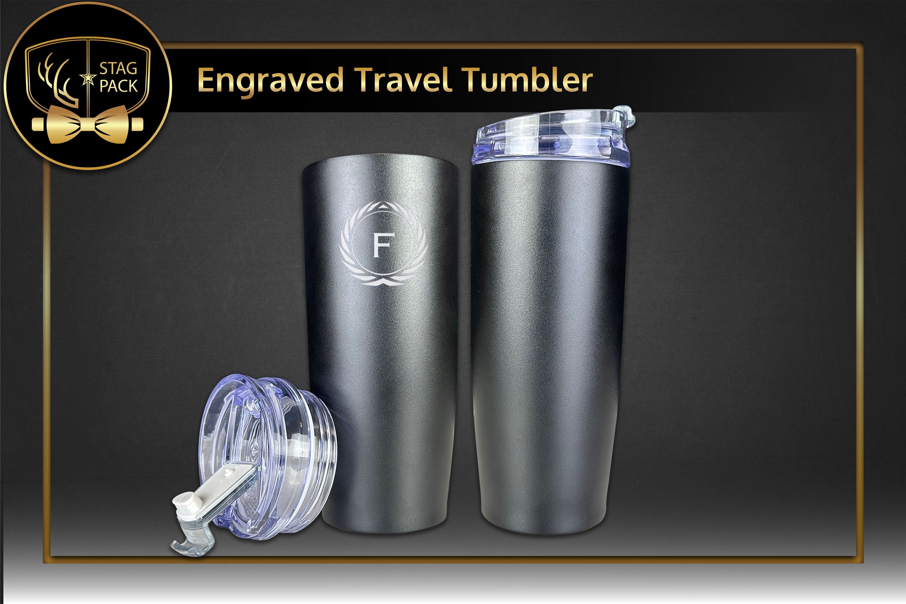 Custom Engraved Groomsmen Gift includes a 20oz Travel Tumbler.  Free Shipping & Personalization!