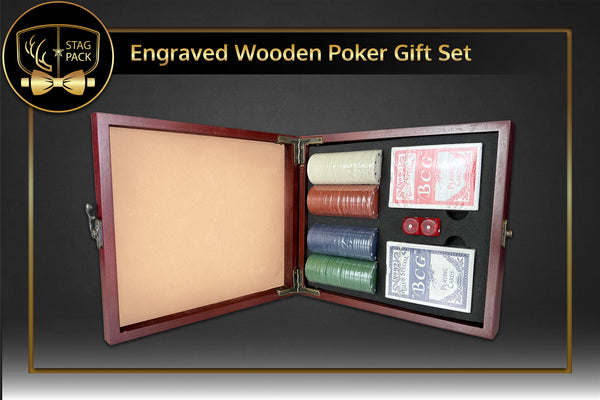Engraved Wooden Poker Gift Set