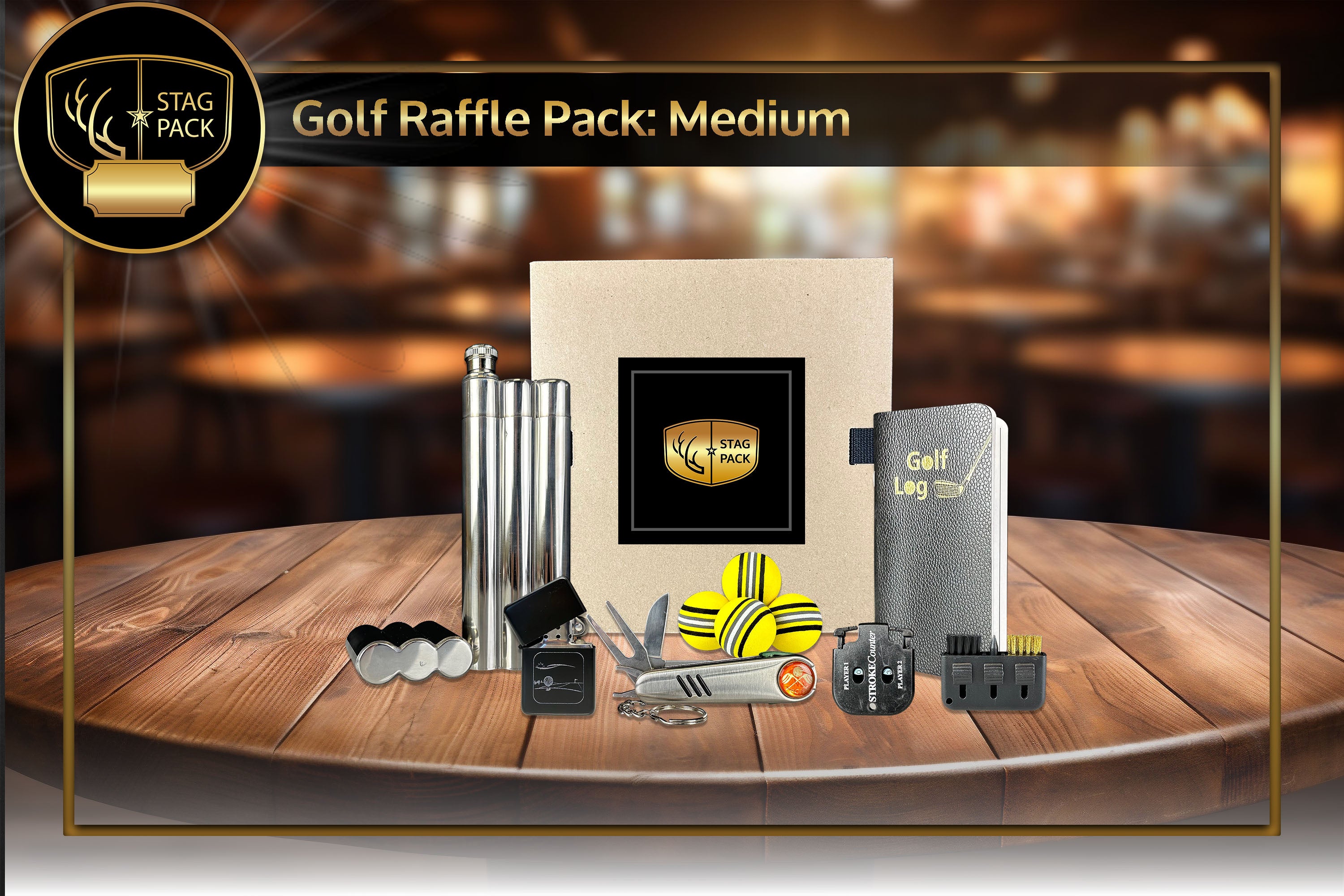 Gold Raffel Stag Pack Golf Medium Raffle Pack