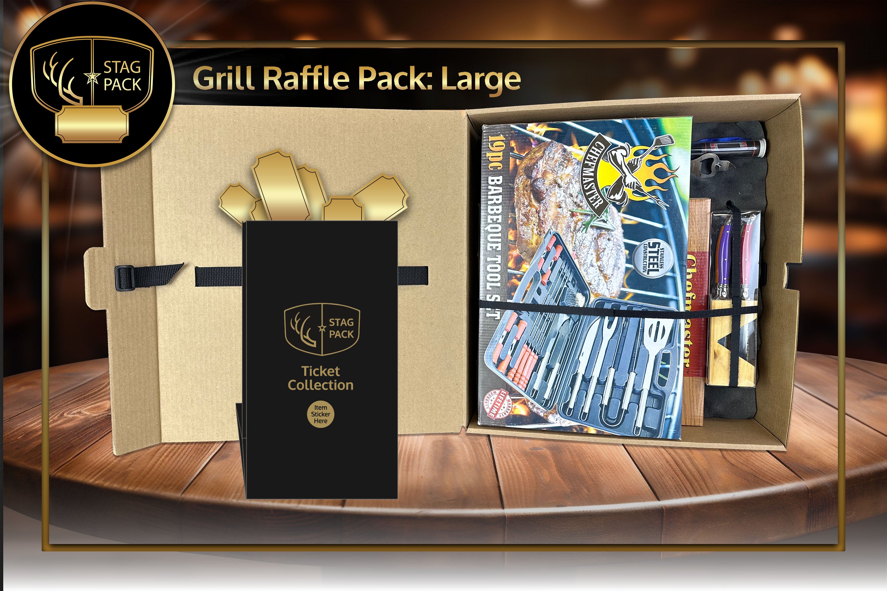 Raffle Pacz Stag Pack Grill Large Raffle Pack