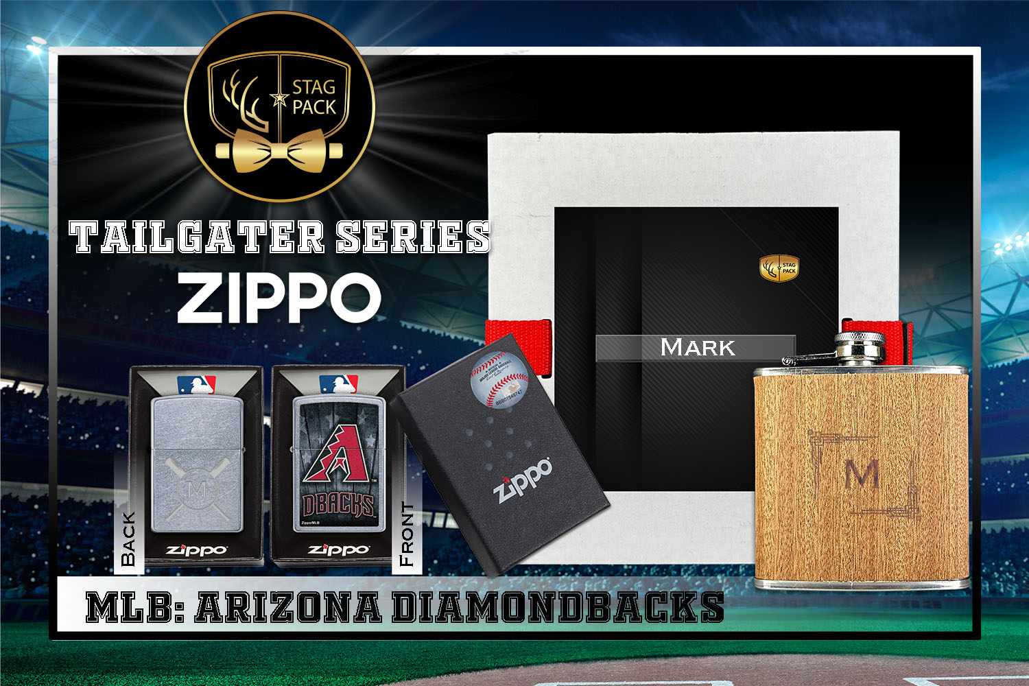 Custom Engraved Groomsmen Gift with Flask & Zippo Windproof Lighter in a Personalized Gift Box.