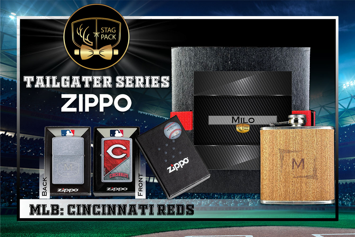 Custom Engraved Groomsmen Gift with Flask & Zippo Windproof Lighter in a Personalized Gift Box.