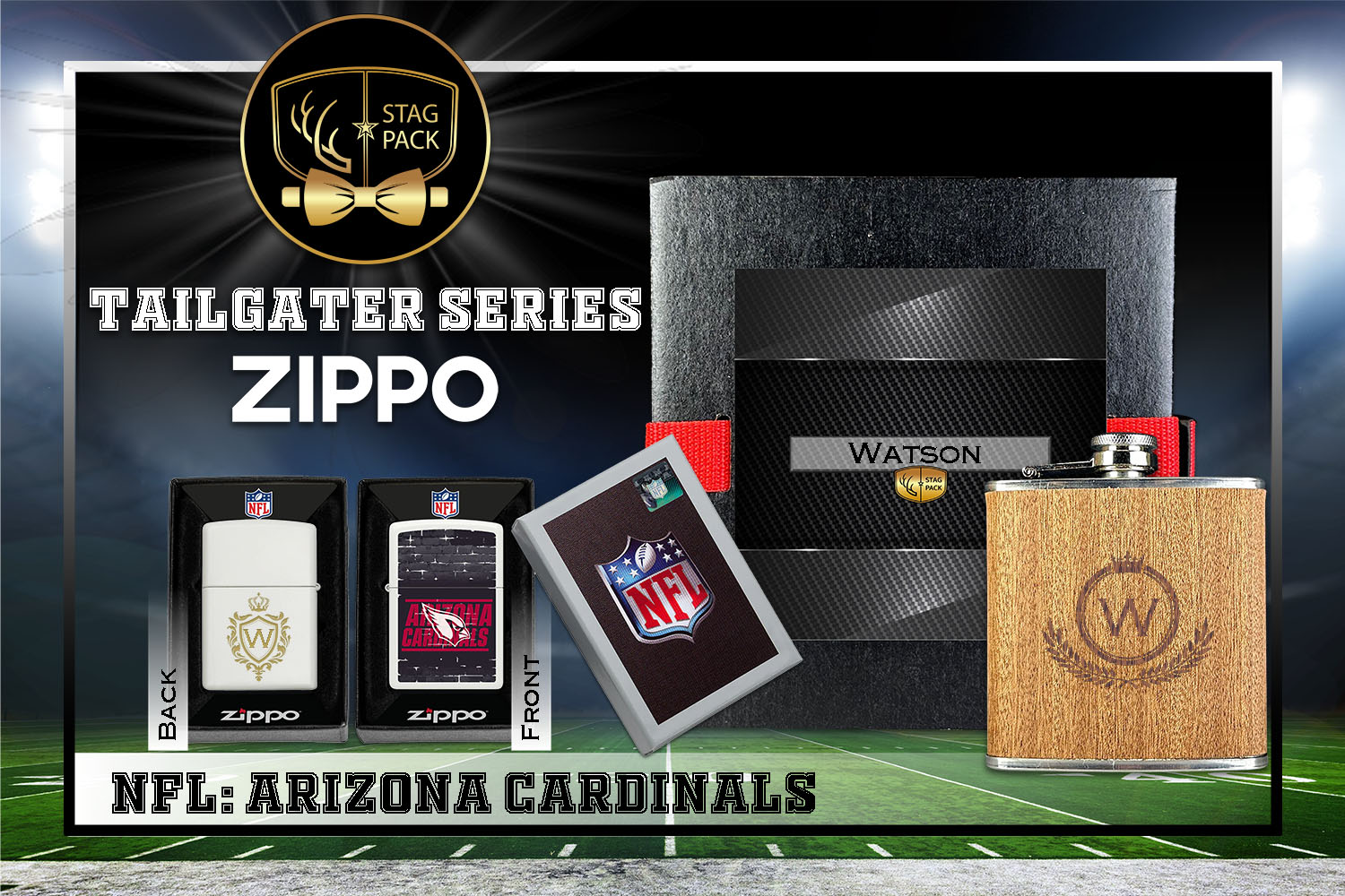 Custom Engraved Groomsmen Gift with Flask & Zippo Windproof Lighter in a Personalized Gift Box.