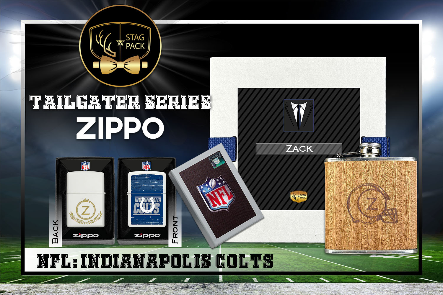 Custom Engraved Groomsmen Gift with Flask & Zippo Windproof Lighter in a Personalized Gift Box.