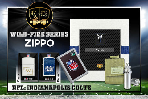 Custom Engraved Groomsmen Gift with NFL Windproof Zippo Lighter, a Fluid Canister and Pouch Gift-Pack in a Personalized Gift Box.