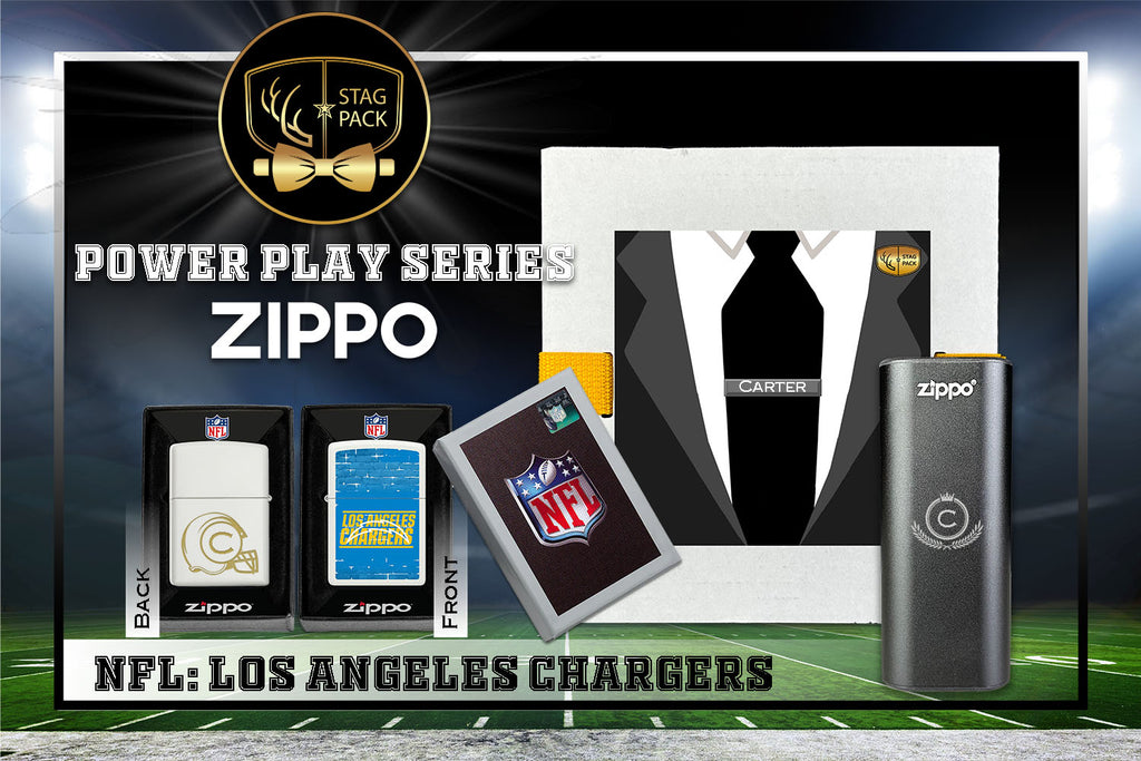 Custom Engraved Groomsmen Gift with NFL Zippo Windproof Lighter& Heatbank in a Personalized Gift Box.