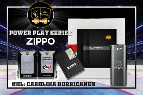 Custom Engraved Groomsmen Gift with NHL Zippo Windproof Lighter & Heatbank in a Personalized Gift Box.