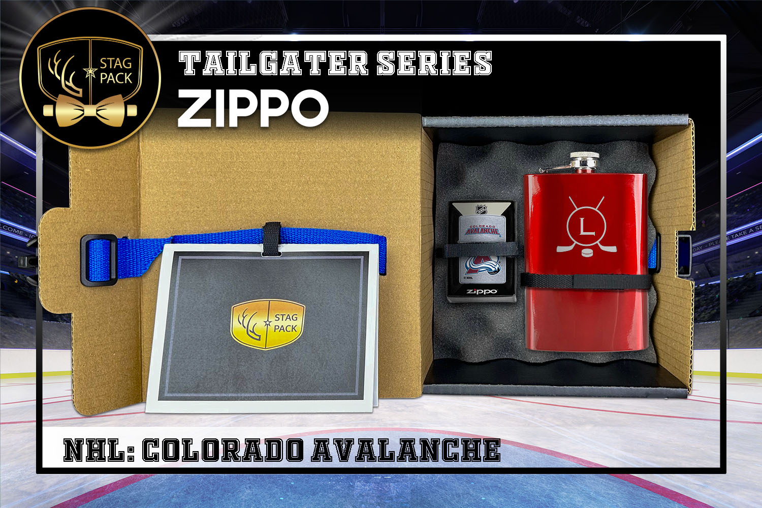 Custom Engraved Groomsmen Gift with Flask & Zippo Windproof Lighter in a Personalized Gift Box.