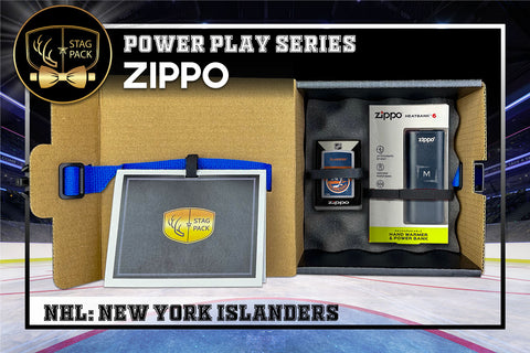 Custom Engraved Groomsmen Gift with NHL Zippo Windproof lighter & Heatbank in a Personalized Gift Box with a Message Card.