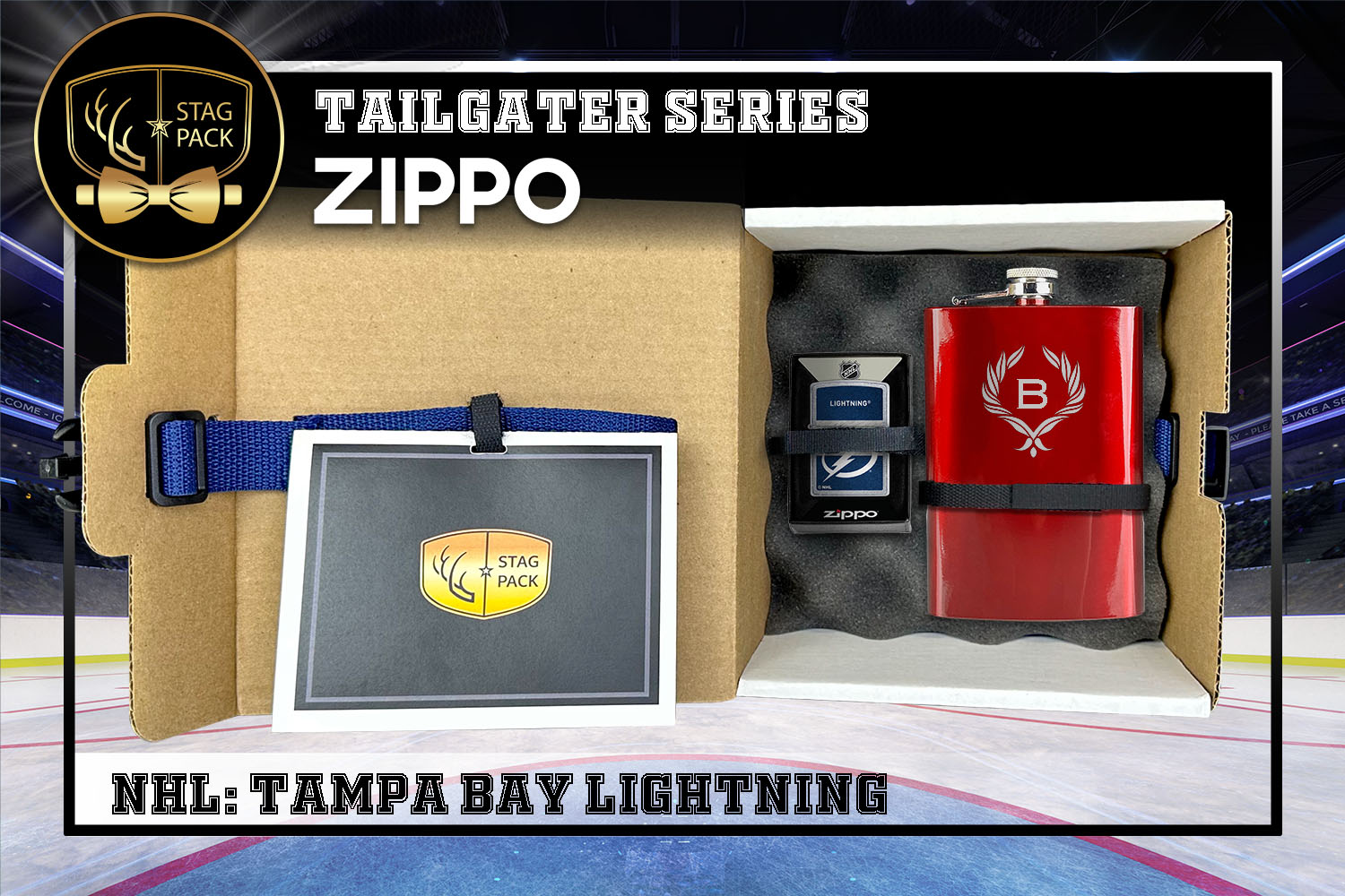 Custom Engraved Groomsmen Gift with Flask & Zippo Windproof Lighter in a Personalized Gift Box.