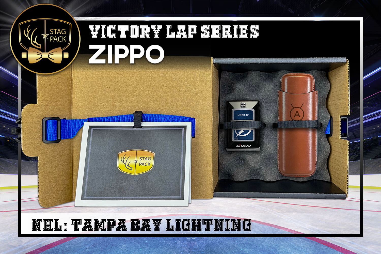 Custom Engraved Groomsmen Gift with Leather Cigar Case & Zippo packaged in a Personalized Gift Box with Message Card.