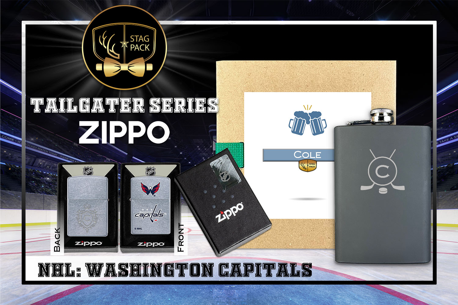 Custom Engraved Groomsmen Gift with Flask & Zippo Windproof Lighter in a Personalized Gift Box.