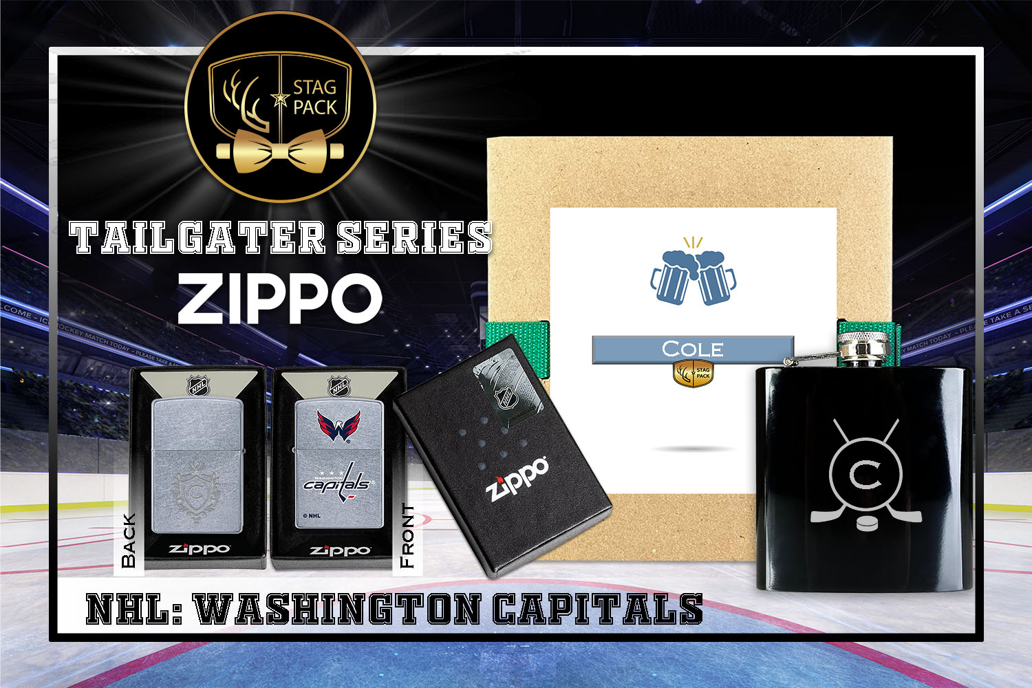 Custom Engraved Groomsmen Gift with Flask & Zippo Windproof Lighter in a Personalized Gift Box.