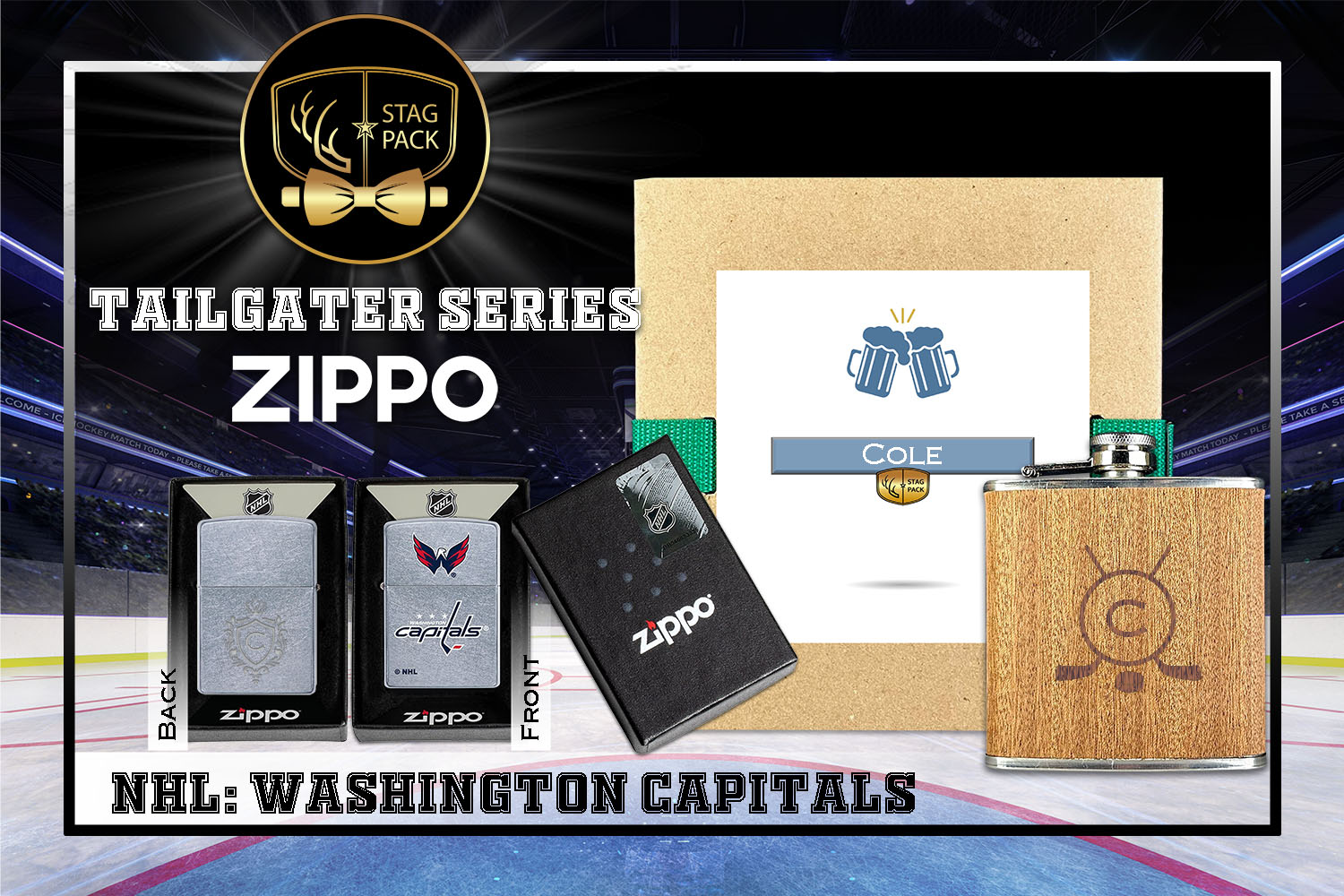 Custom Engraved Groomsmen Gift with Flask & Zippo Windproof Lighter in a Personalized Gift Box.