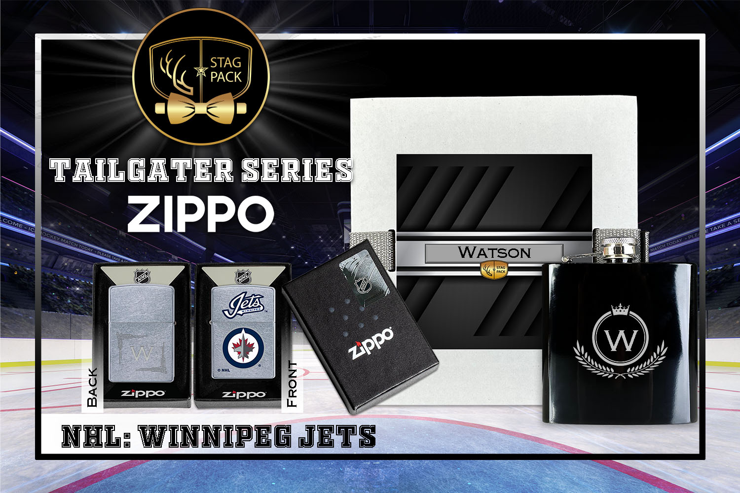 Custom Engraved Groomsmen Gift with Flask & Zippo Windproof Lighter in a Personalized Gift Box.