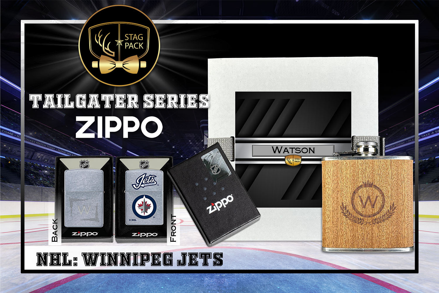 Custom Engraved Groomsmen Gift with Flask & Zippo Windproof Lighter in a Personalized Gift Box.