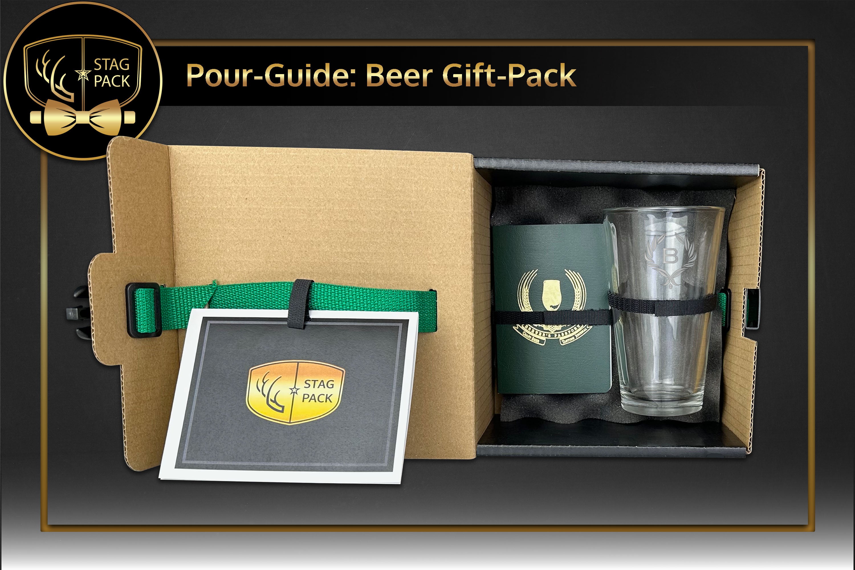 Custom Engraved Groomsmen Gift with Pint Glass and Beer Journal in a Personalized Gift Box.