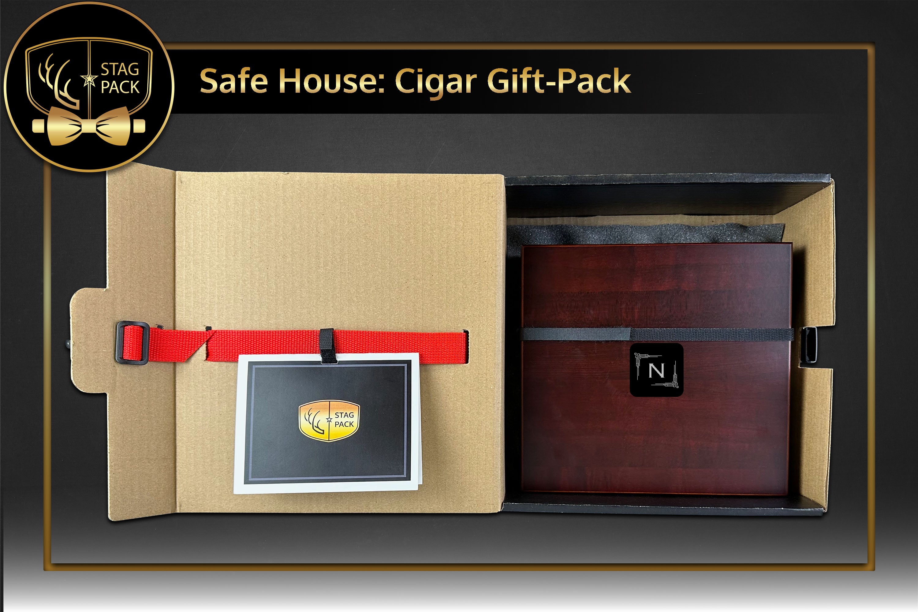 Personalized Cigar Humidor and Hygrometer Groomsmen Gift-Pack in a Personalized Gift Box with Message Car