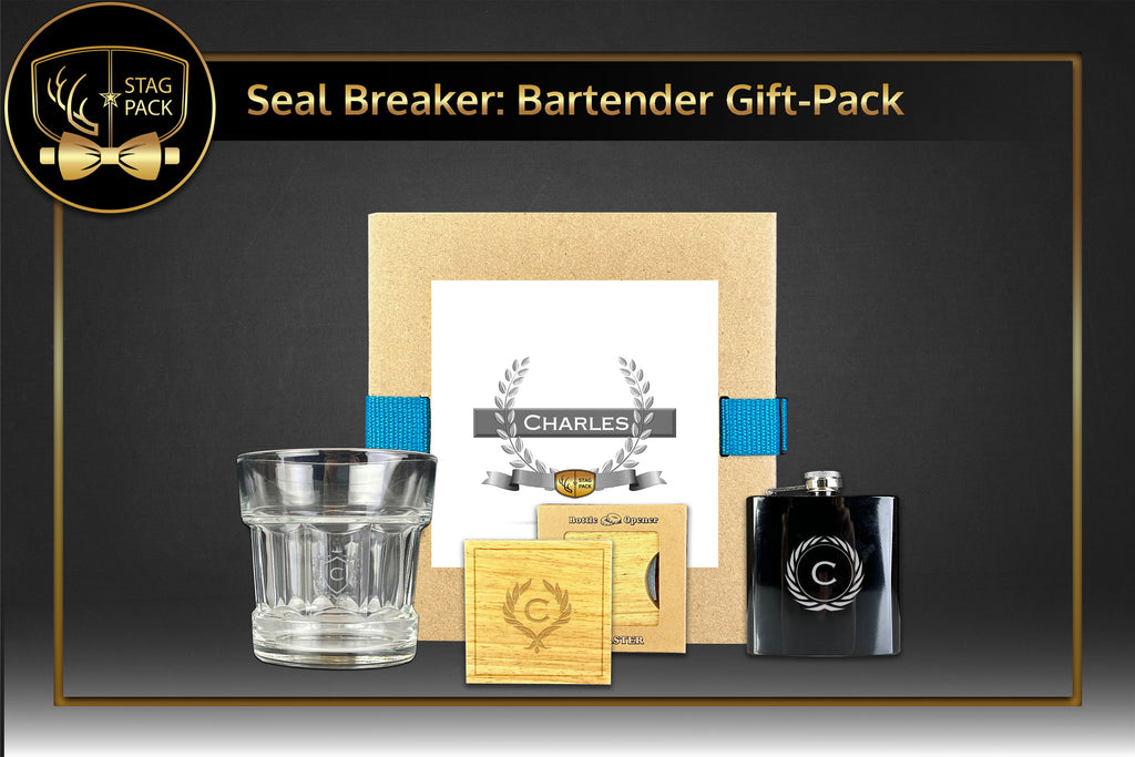 Custom Engraved Groomsmen Gift with Flask & Bottle Opener Coaster in a Personalized Gift Box.