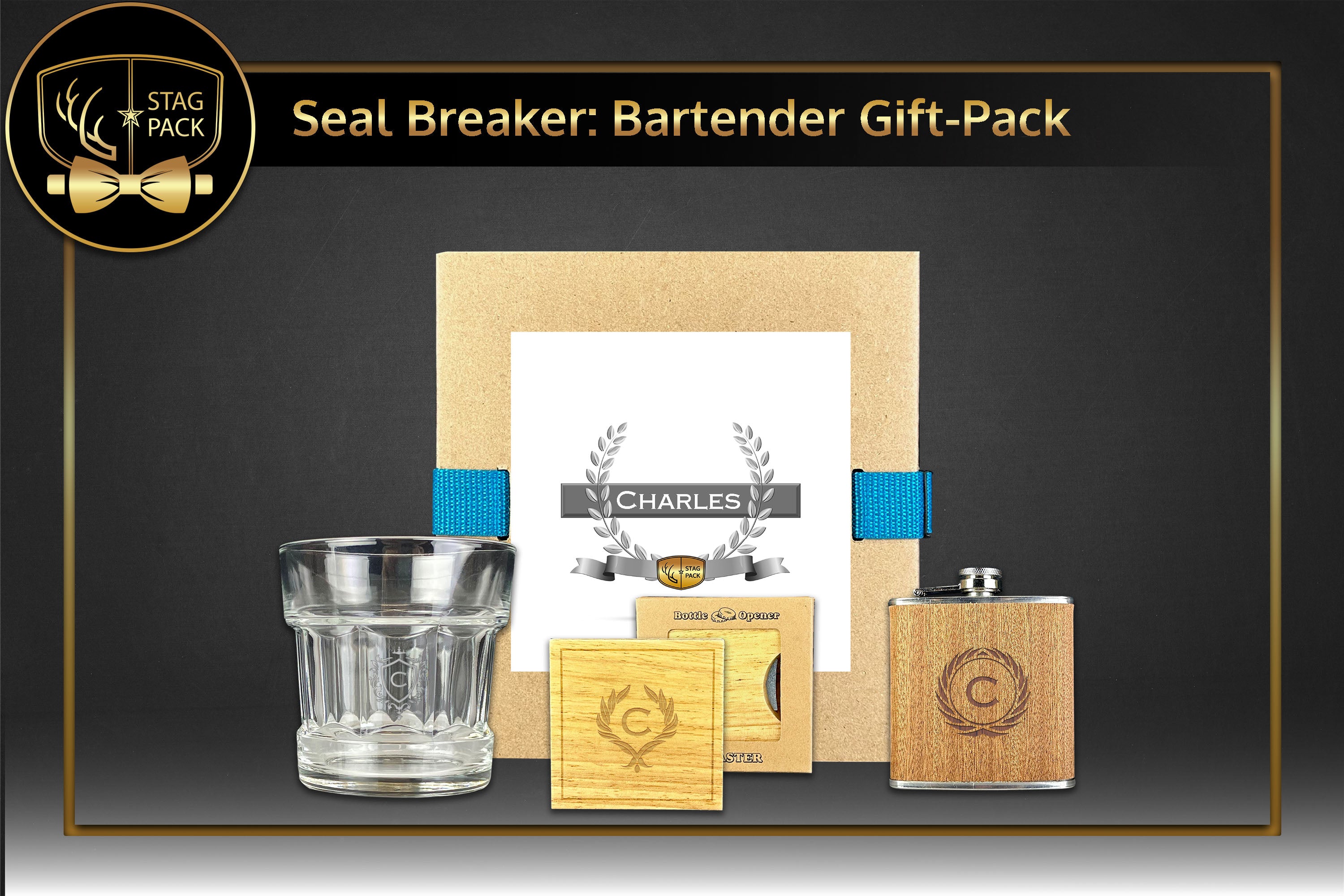 Custom Engraved Groomsmen Gift with Flask & Bottle Opener Coaster in a Personalized Gift Box.