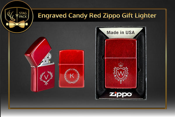 Engraved Candy Red Zippo Gift Lighter