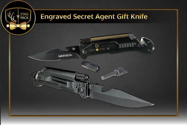 Engraved Secret Agent Folding Knife