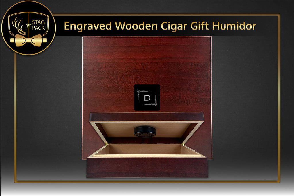 Stag Personalized Groomsmen solo gift includes a personalized Wooden Cigar Humidor Gift. Free Shipping & Personalization!